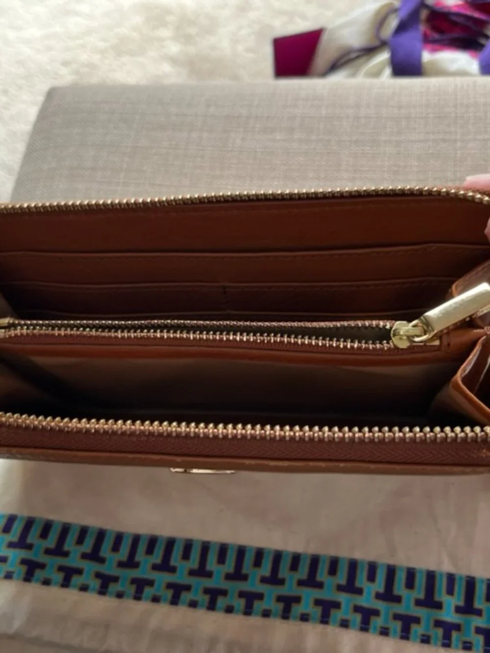 ✨ Tory Burch Zip Continental Wallet Luggage Brown Color ✨